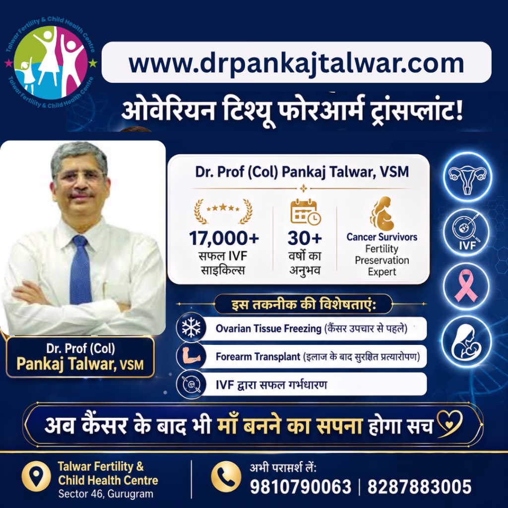 Dr Pankaj Talwar Gurugram Ovarian Tissue Forearm Transplant fertility preservation cancer survivors IVF treatment